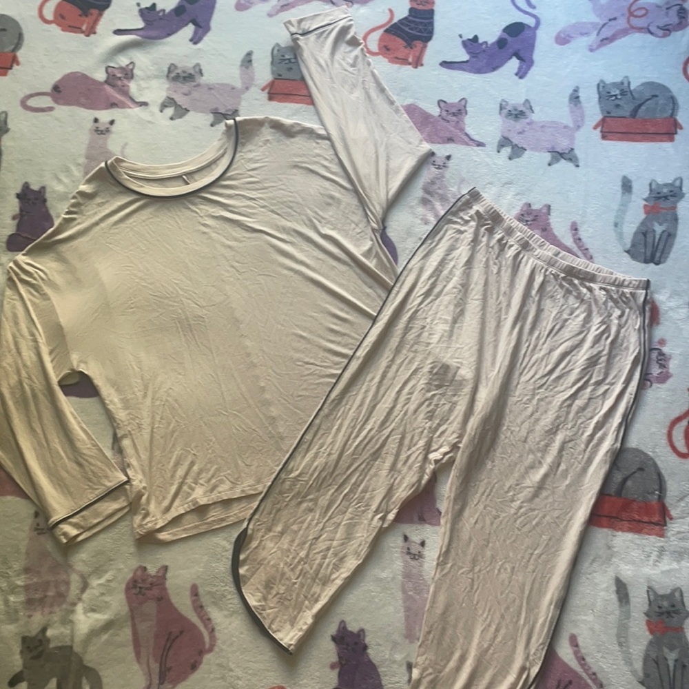 Light pink matching pajama set, slightly see through. No wear or tear.